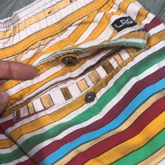 LRG Long Striped Cargo Style Pull-On Elastic Waist Shorts size 30 - Picture 2 of 9